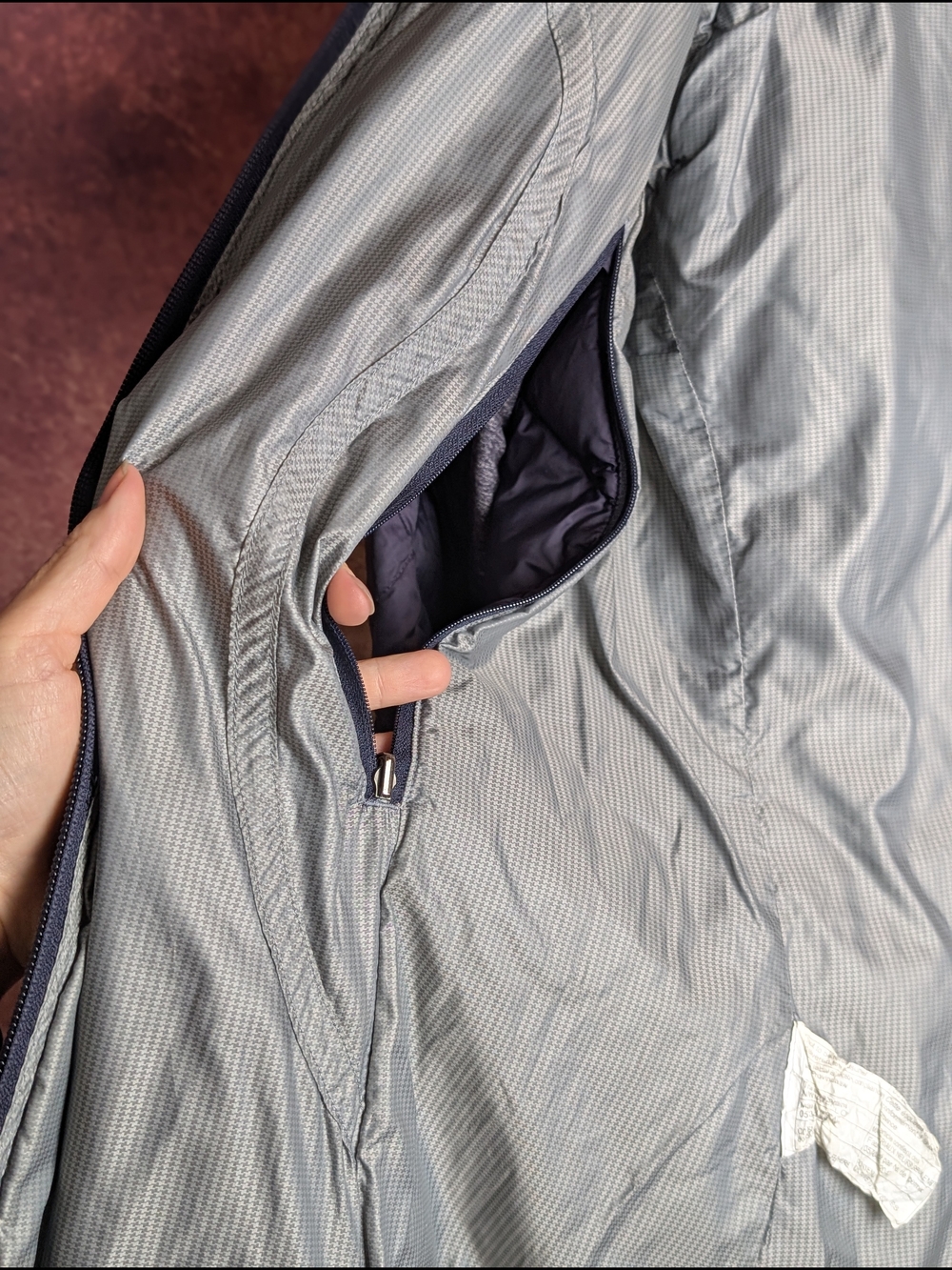 Lululemon Purple Gray Quilted Goose Down Puffer Jacket Stretch Athletic - Picture 6 of 14